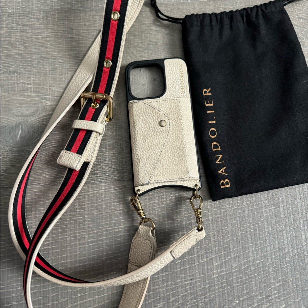Bandolier Cream and Black Phone Case with Strap for 15 pro - Picture 6 of 12